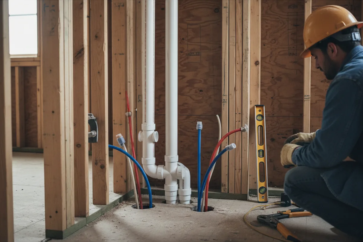 Drain and supply rough-in during Leak Detection in Melville